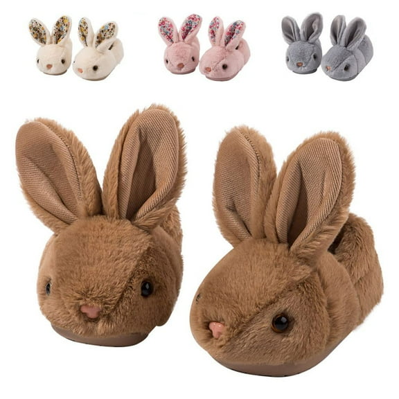 Sogetch Toddler Boys Girls Cute Bunny Slippers Kids Warm Fuzzy Bedroom House Shoes