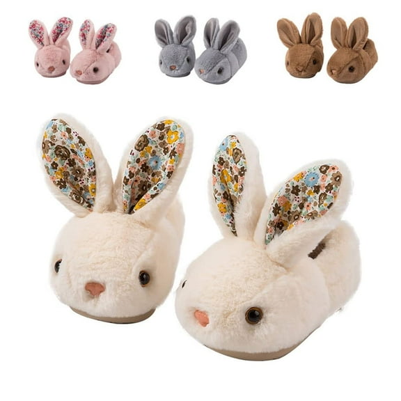 Sogetch Toddler Boys Girls Cute Bunny Slippers Kids Warm Fuzzy Bedroom House Shoes