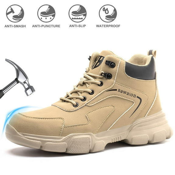 Sogetch Waterproof Steel Toe Work Boots for Men Women Non-Slip Industrial Construction Safety Shoes