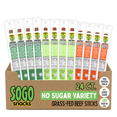 thumbnail image 1 of Sogo Snacks No Sugar, 100% Grass-fed, Non-GMO Beef Sticks Variety Pack. Paleo, Whole30 & Keto Friendly. Nitrate, MSG, Gluten, & Soy Free. (8 Original, 8 Chimichurri, 8 Jalapeno, 24-Count, 1-oz), 1 of 10