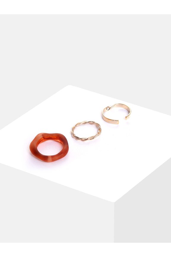 Sohi Set Of 3 Gold-plated Adjustable Finger Rings