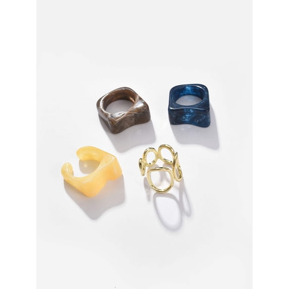 Sohi Set Of 4 Gold-plated Finger Rings