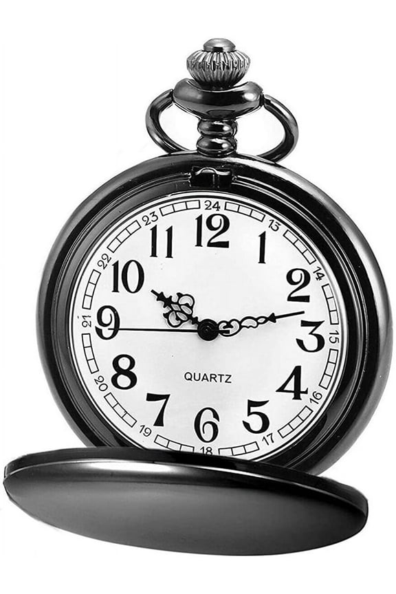 Men’s Vintage Quartz Pocket Watch, Black