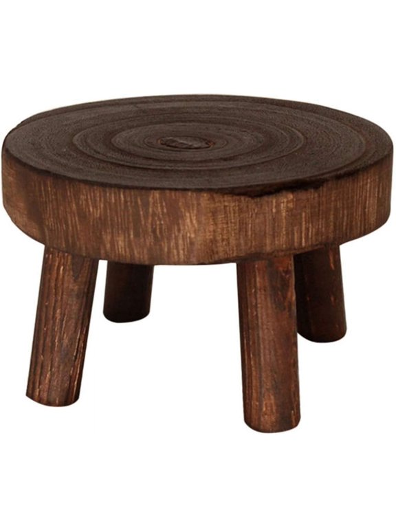 Wooden Low Plant Riser Small Pedestal Stand with Solid Paulownia Wood Material