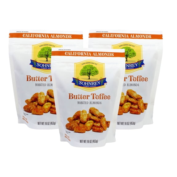 Sohnrey Family Foods 1 lb bag Butter Toffee Almonds 3-PACK