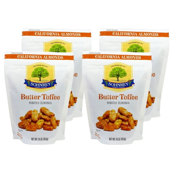 Sohnrey Family Foods 1 lb bag Butter Toffee Almonds 4-PACK