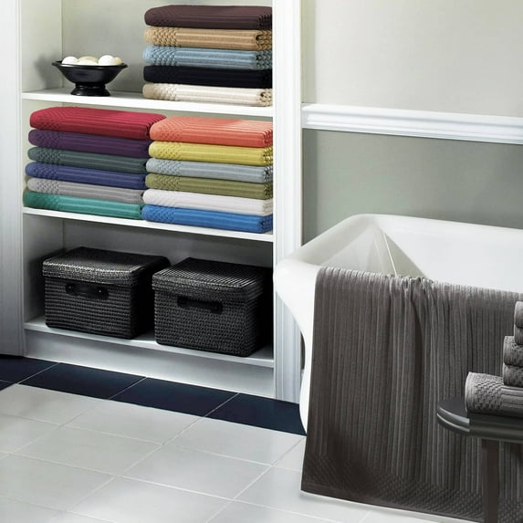 Soho 100% Combed Cotton Ribbed Stripes, 6-PieceTowel Set, 2 Bath, 2 Hand, 2 Face Golden Mist
