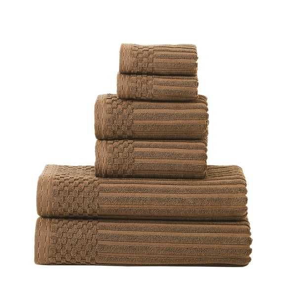 Soho 100% Combed Cotton Ribbed Stripes, 6-PieceTowel Set, 2 Bath, 2 Hand, 2 Face Java