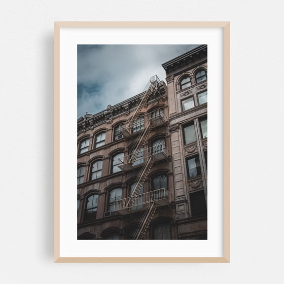 Soho Architectural 01 - Manhattan New York Photography Architecture City Vintage Street Photography Art Deco Oak Framed Wall Art Print 5 x 7 inches