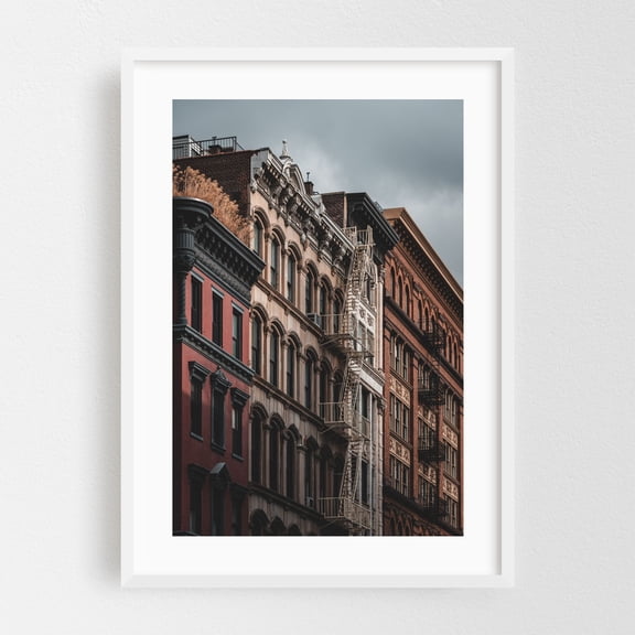 Soho Architectural 02 - Manhattan New York Photography Architecture City Street Photography Vintage White Framed Wall Art Print 5 x 7 inches