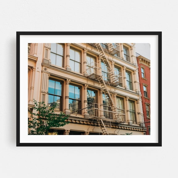 Soho Architectural 06 - Manhattan New York Photography Architecture Cityscape Vintage Street Photography Travel Poster Black Framed Wall Art Print 5 x 7 inches