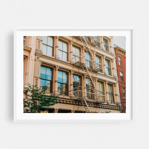 Soho Architectural 06 - Manhattan New York Photography Architecture Cityscape Vintage Street Photography Travel Poster White Framed Wall Art Print 5 x 7 inches