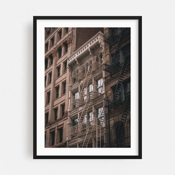 Soho Architectural 09 - Manhattan New York Photography Architecture City Street Photography Cityscape Vintage Industrial Black Framed Wall Art Print 5 x 7 inches