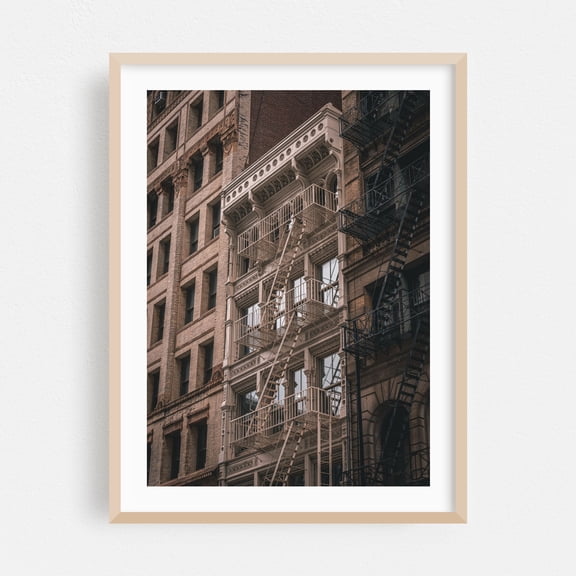 Soho Architectural 09 - Manhattan New York Photography Architecture City Street Photography Cityscape Vintage Industrial Oak Framed Wall Art Print 5 x 7 inches