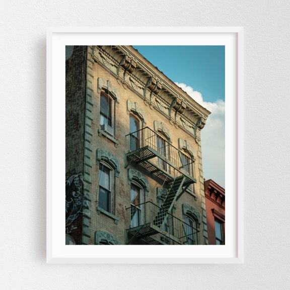 Soho Architecture 03 - Manhattan New York Photography Architecture Vintage City Art Deco Street Photography Rustic White Framed Wall Art Print 6 x 8 inches
