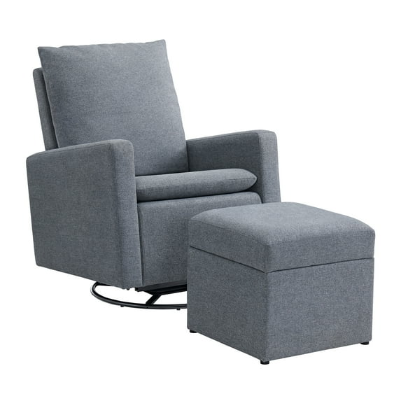 Soho Baby Everlee Upholstered Glider/Ottoman, Dark Gray