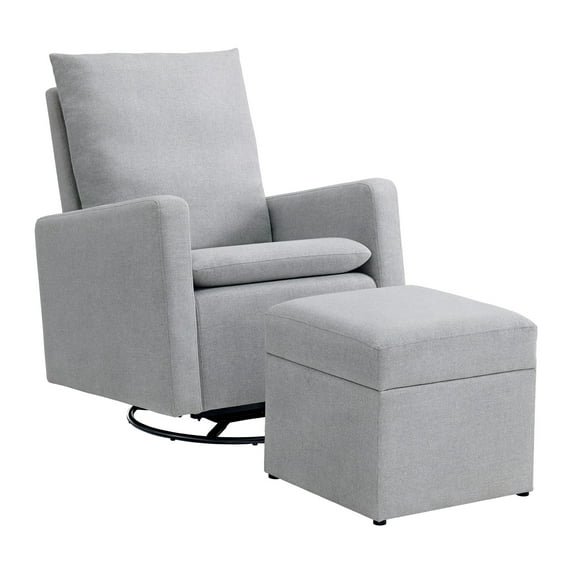 Soho Baby Everlee Upholstered Glider/Ottoman, Light Gray
