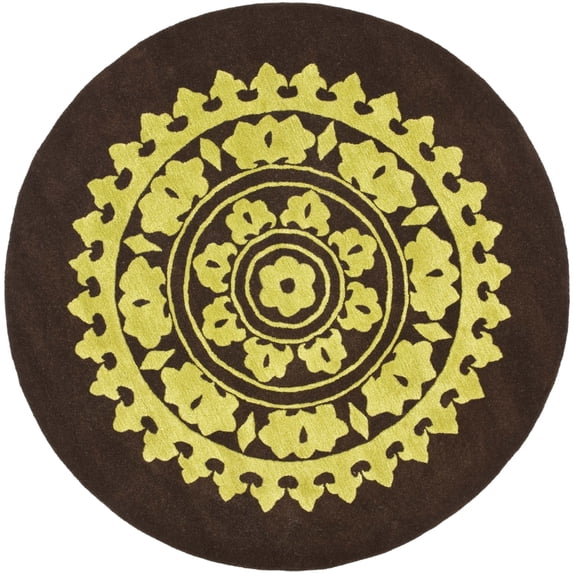 Soho Brown/Green Rug Rug Size: Round 6'