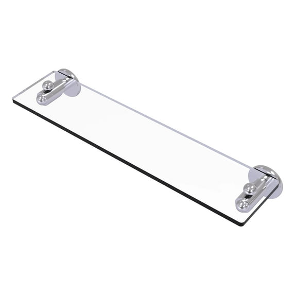 Soho Collection Glass Vanity Shelf with Beveled Edges - Satin Chrome / 22 Inch