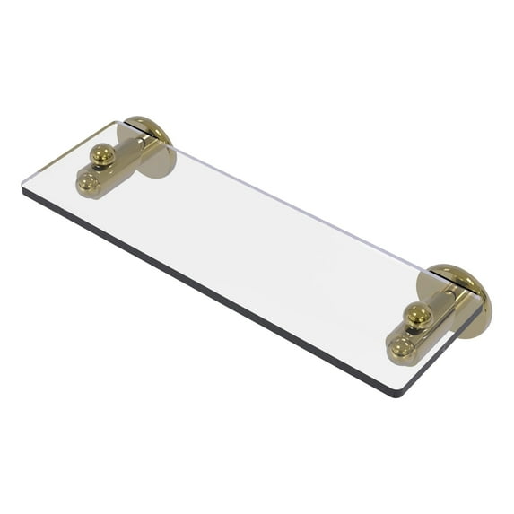 Soho Collection Glass Vanity Shelf with Beveled Edges - Unlacquered Brass / 16 Inch