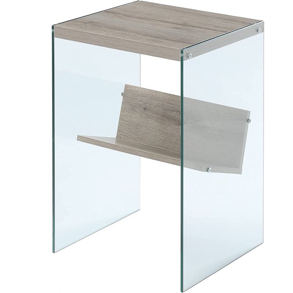 Soho End Table, Sandstone / Glass