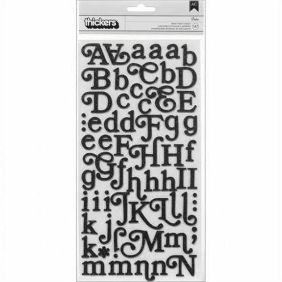 Soho Garden Thickers Alphabet Stickers 5.5"X11" 147/Pkg-Glitter Foam Boho/Black