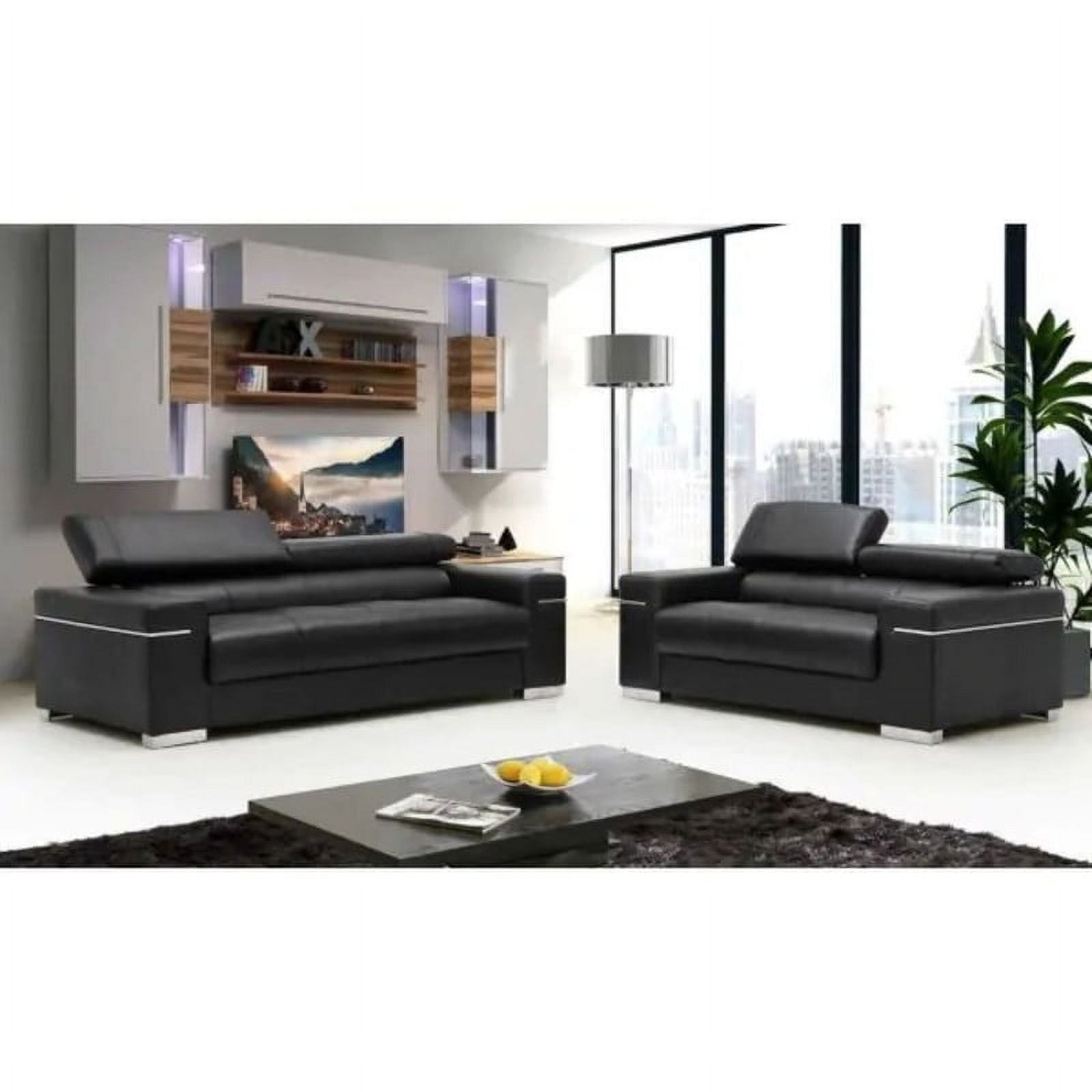 Soho Leather Sofa Set, Black, 2Piece