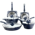 thumbnail image 1 of Soho Lounge Diamond 10 Piece Ceramic Nonstick Aluminum Cookware Set in Blue, 1 of 5