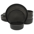 thumbnail image 1 of Gibson Elite Pasco 12 Piece (Service for 4) Plates and Bowls Reactive Glaze Dishes Stoneware Ceramic Dinnerware Set - Black, 1 of 10