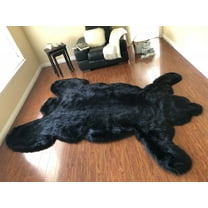 Soho Luxurious Faux Bearskin Pelt Black Shag Area Rug