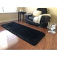 thumbnail image 1 of Soho Luxurious Faux Sheepskin Black Shag Area Rug or Runner, 1 of 5