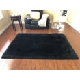 thumbnail image 1 of Soho Luxurious Faux Sheepskin Black Shag Area Rug or Runner, 1 of 5