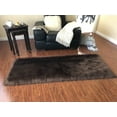 thumbnail image 1 of Soho Luxurious Faux Sheepskin Brown Shag Area Rug or Runner, 1 of 5