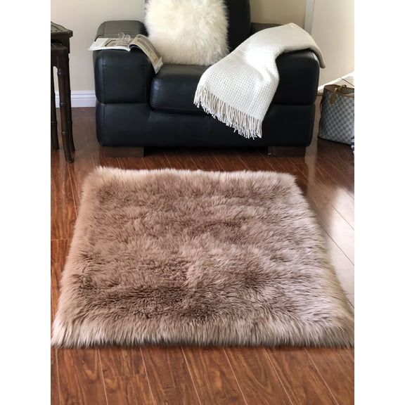Soho Luxurious Faux Sheepskin Camel Shag Area Rug or Runner