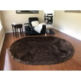 thumbnail image 1 of Soho Luxurious Faux Sheepskin Oval Shape Brown Shag Area Rug, 1 of 5