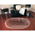 thumbnail image 1 of Soho Luxurious Faux Sheepskin Oval Shape Camel Shag Area Rug, 1 of 5