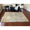 thumbnail image 1 of Soho Luxurious Faux Sheepskin Oval Shape White with Brown Tips Shag Area Rug, 1 of 5