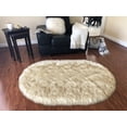 thumbnail image 1 of Soho Luxurious Faux Sheepskin Oval Shape White with Brown Tips Shag Area Rug, 1 of 5