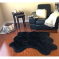 thumbnail image 1 of Soho Luxurious Faux Sheepskin Pelt Black Shag Area Rug or Runner, 1 of 5