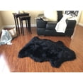 thumbnail image 1 of Soho Luxurious Faux Sheepskin Pelt Black Shag Area Rug or Runner, 1 of 5