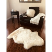 Soho Luxurious Faux Sheepskin Pelt Cream Shag Area Rug or Runner