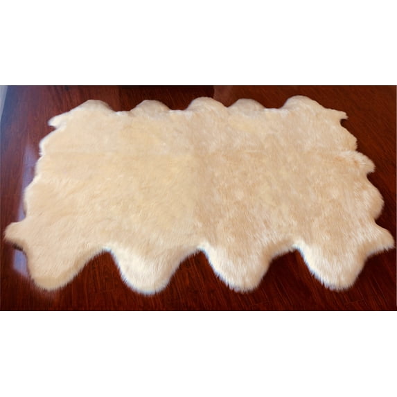 Soho Luxurious Faux Sheepskin Pelt Cream Shag Area Rug or Runner