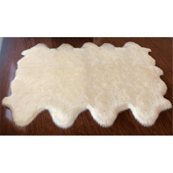 Soho Luxurious Faux Sheepskin Pelt White Shag Area Rug or Runner