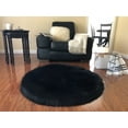 thumbnail image 1 of Soho Luxurious Faux Sheepskin Round Shape Black Shag Area Rug, 1 of 5