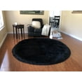 thumbnail image 1 of Soho Luxurious Faux Sheepskin Round Shape Black Shag Area Rug, 1 of 5