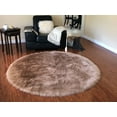 thumbnail image 1 of Soho Luxurious Faux Sheepskin Round Shape Camel Shag Area Rug, 1 of 5