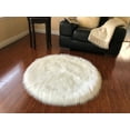 thumbnail image 1 of Soho Luxurious Faux Sheepskin Round Shape White Shag Area Rug, 1 of 5