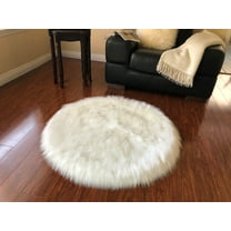 Soho Luxurious Faux Sheepskin Round Shape White Shag Area Rug