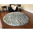thumbnail image 1 of Soho Luxurious Faux Sheepskin Round Shape White with Black Tips Shag Area Rug, 1 of 5