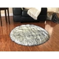 thumbnail image 1 of Soho Luxurious Faux Sheepskin Round Shape White with Black Tips Shag Area Rug, 1 of 5